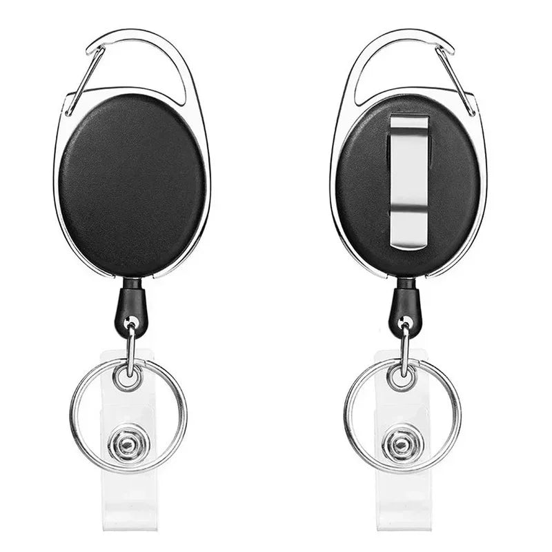 1 Pcs Aluminum Alloy Card Cover Case Bank Business Work Card Holder with ABS Retractable Badge Reel Credit ID Card Badge Bag