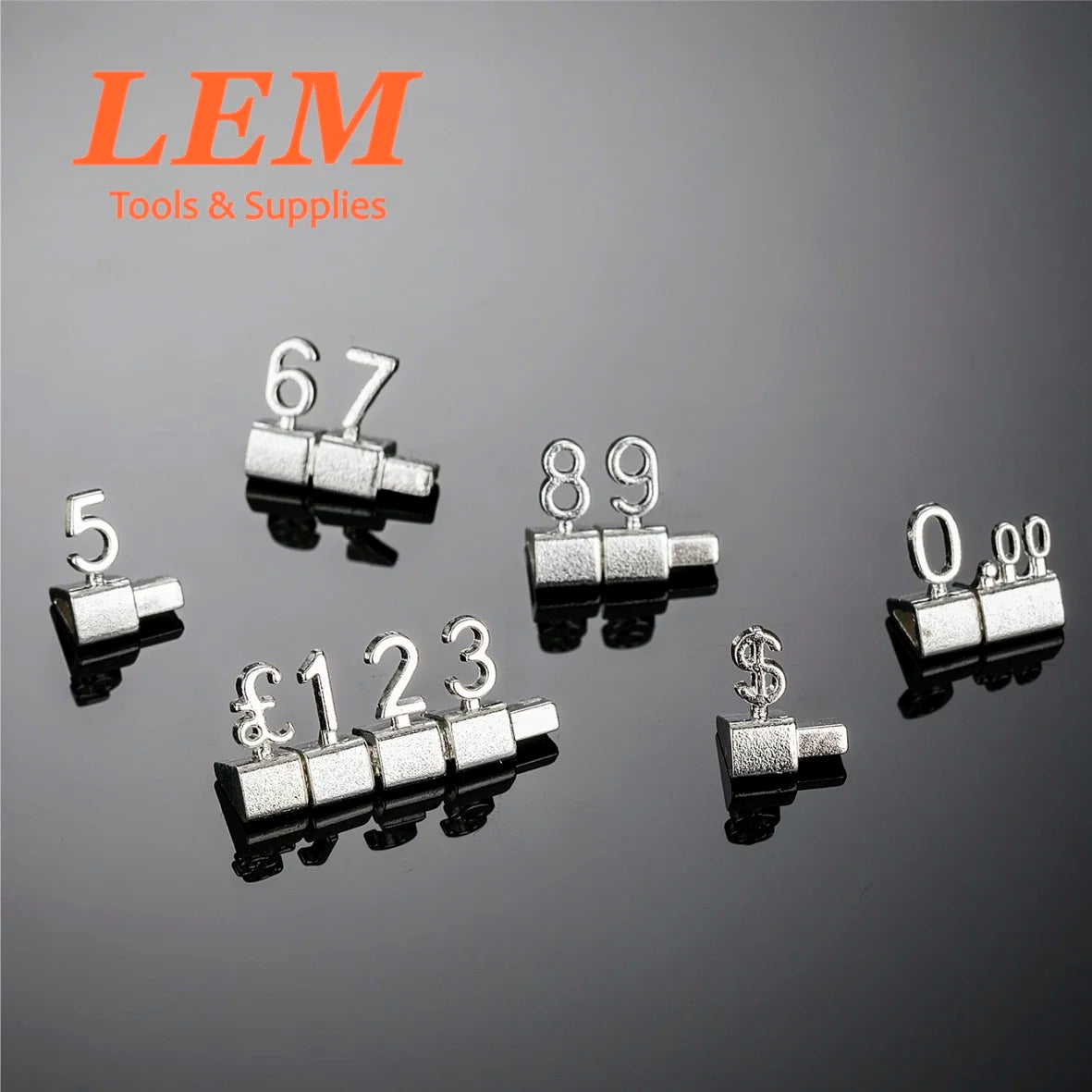 Metal 3D Combined Price Tags Number Adjustable Display Euro Pound Dollar Label Currency Symbol Jewellery Watch Phone Store