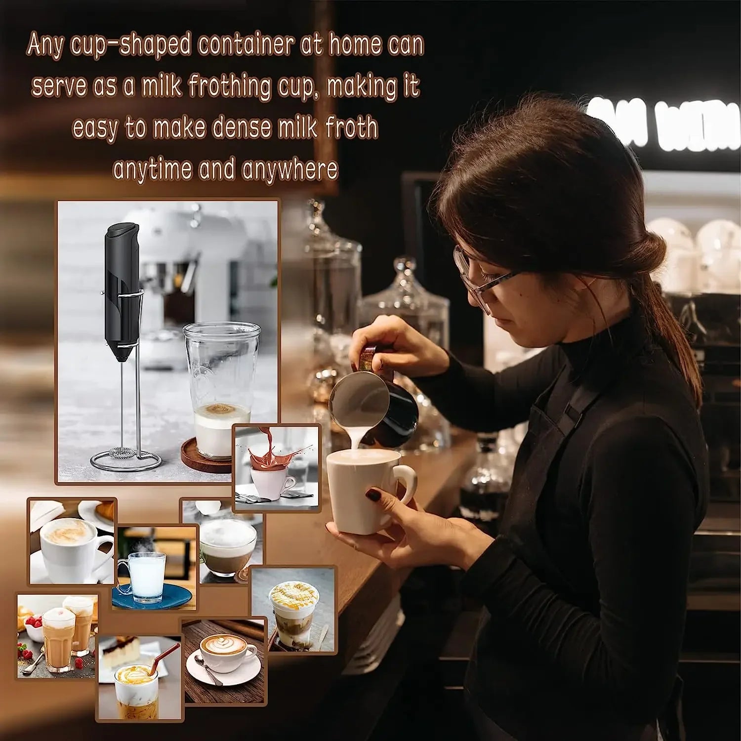 Wireless Electric Coffee Frother, Portable Stirrer, Battery Powered Mini Frother, Egg Beater, Cream Frother