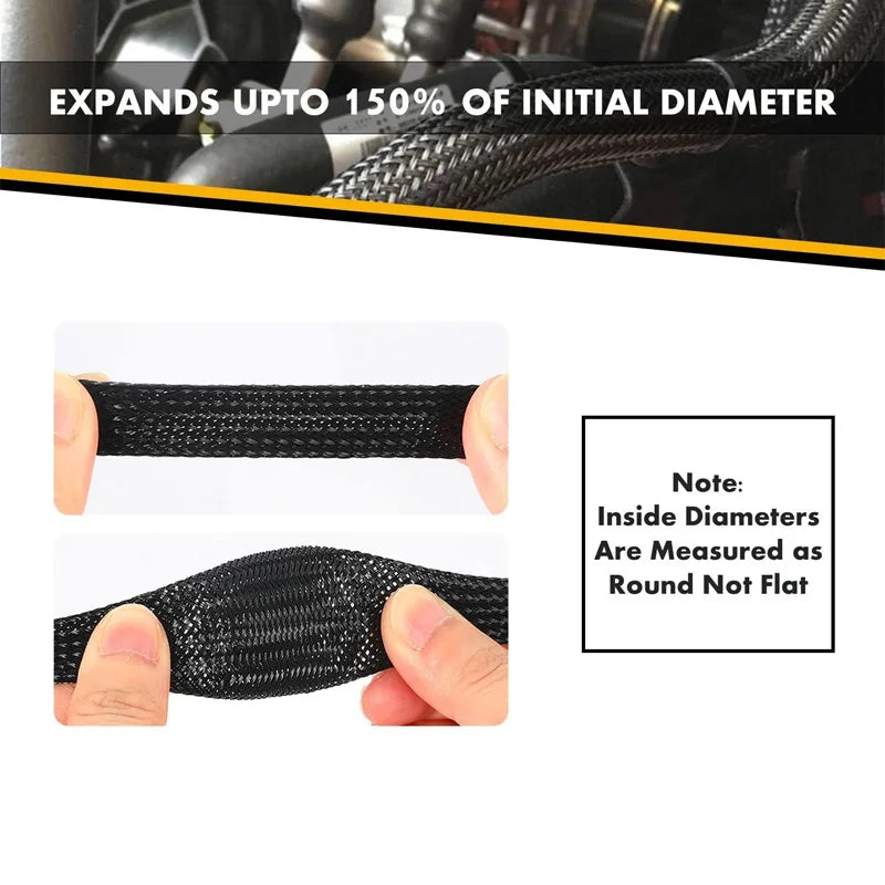 Braided Wire Loom PET Cable Loom Expandable Braided Sleeving Wire Sleeve for TV Computer Home Theater Cable Sleeve 3M/10M