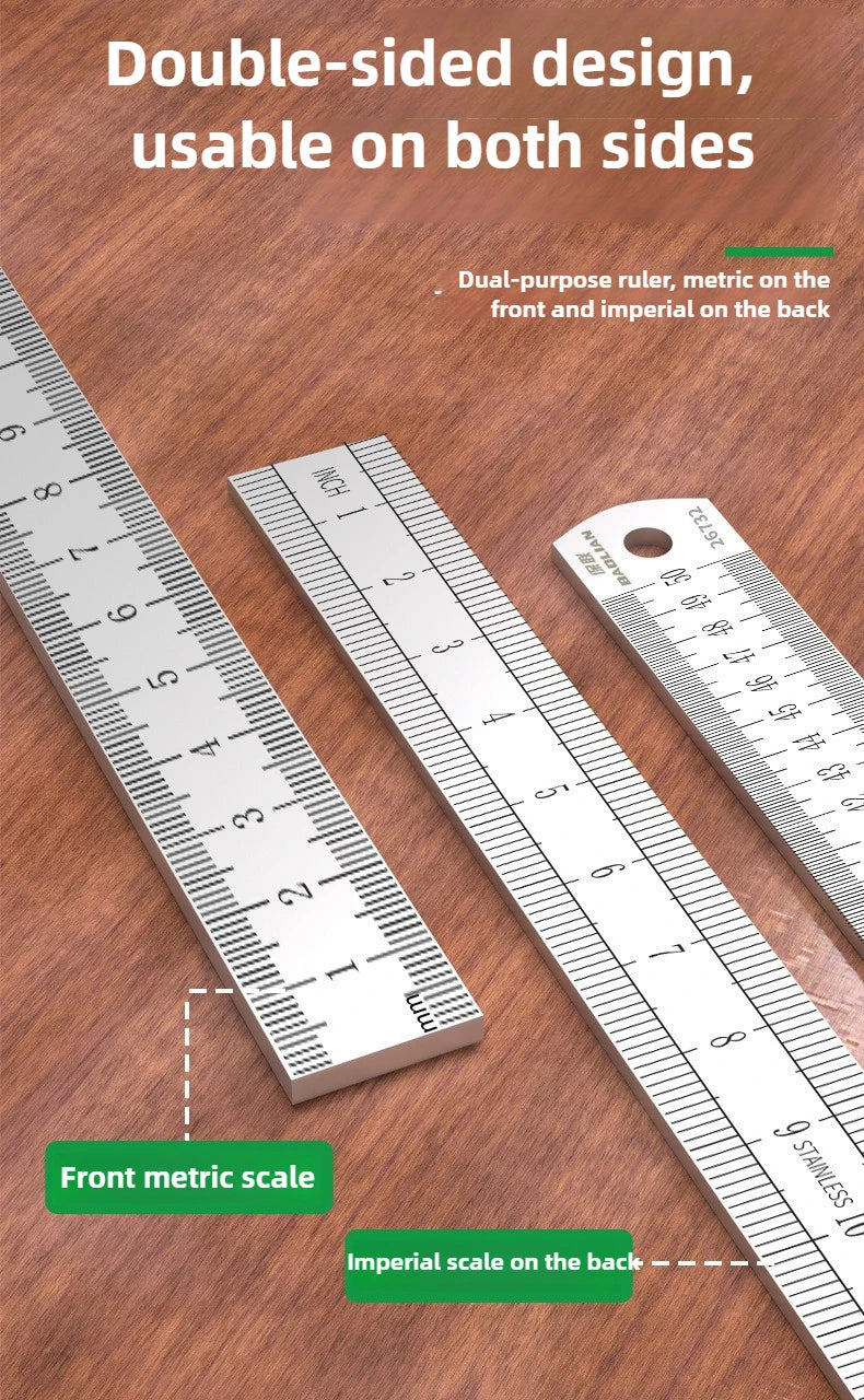 Portable Stainless Steel Metal Straight Ruler Precision Double Sided Precision Measuring Tool Scale Metric Ruler Accessories