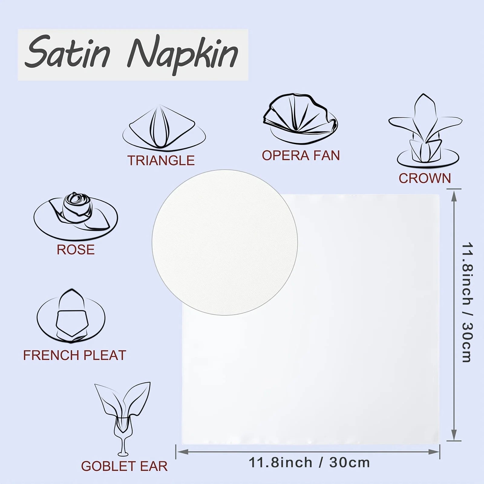 12pcs Silky Satin Dinner Napkins 30x30cm Polyester Square Table Napkins for Wedding Banquet Restaurant Birthday Party Decor