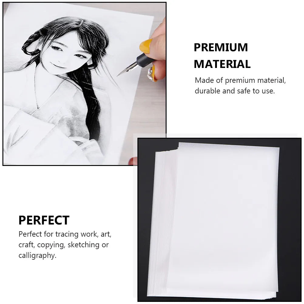 150Sheets White Sulfite Tracing Paper Premium Fade Resistant Translucent Copy Paper for Sketching Calligraphy Engineering