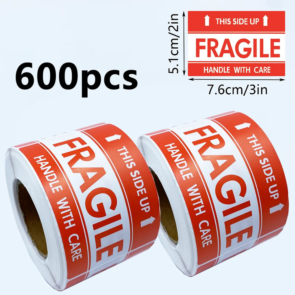 300/600pcs Fragile Stickers "Handle with Care" Packaging, Paper Labels for Safe Shipping Cartons Boxes, Moving,Glass Packages