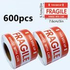 300/600pcs Fragile Stickers "Handle with Care" Packaging, Paper Labels for Safe Shipping Cartons Boxes, Moving,Glass Packages