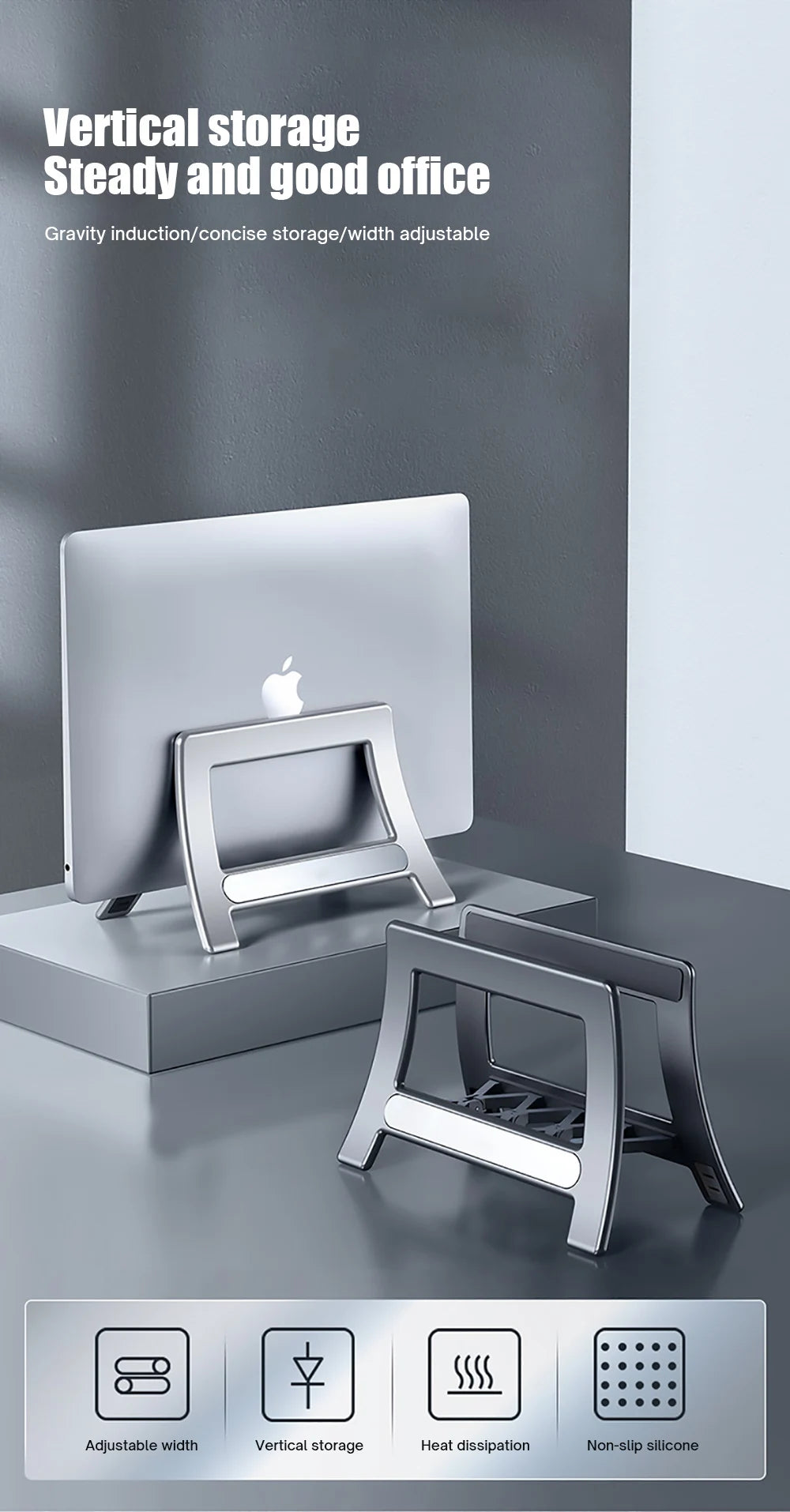 OATSBASF Vertical Laptop Stand Holder For MacBook Air Pro Xiaomi Tablet Gravity Notebook Stand ABS Laptop Support Desktop Holder
