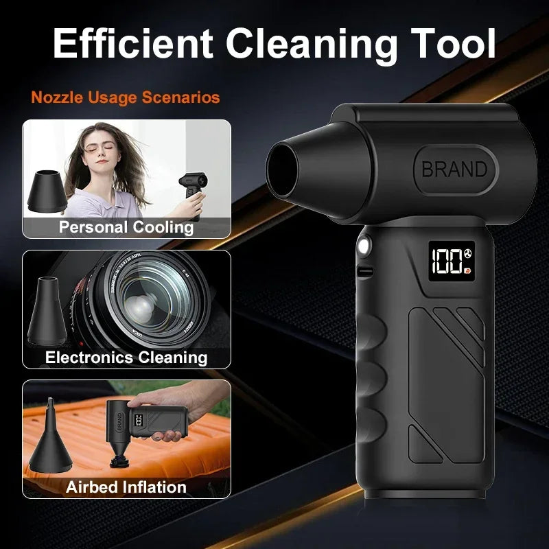 9000KRPH Mini Turbo Air Blower Ergonomic Grip Compact Cordless Compressed Air Duster Handheld Jet Fan for Keyboard Home Dust