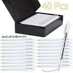 Custom 40pcs Luxury Ballpoint Pen Set with Black Gift Box Retractable Black Ink Laser-Engraved Text, Smooth Writing Pen 10/40pcs