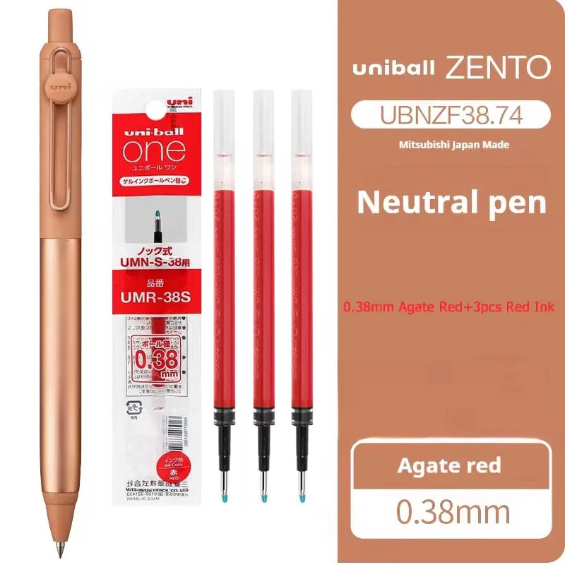 New Uni uniball Zento Flow Metal Rollerball Pen Aluminum Grip Gel Pens 0.5mm Water-Based Black Ink Ultra Smooth Writing Japan