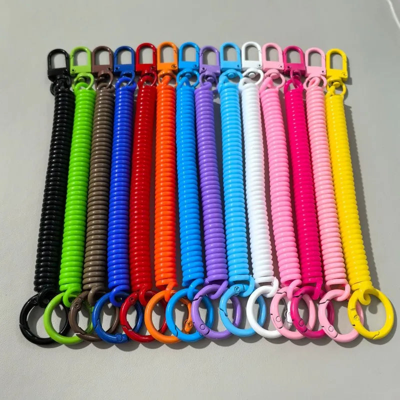 Colorful Spring Coil Lanyard DIY Phone Tether Keychain Pendant Earphone Holder for Mobile Case Accessory