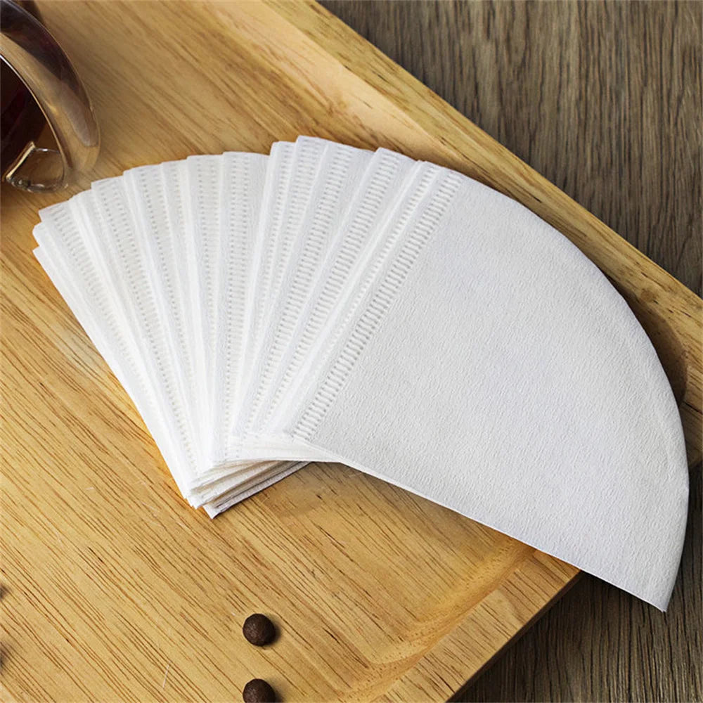 100pcs Coffee Filter Paper V-Shaped Wood Pulp Drip Paper Cone Coffee Strainer Bag Espresso Tea Infuser Accessories