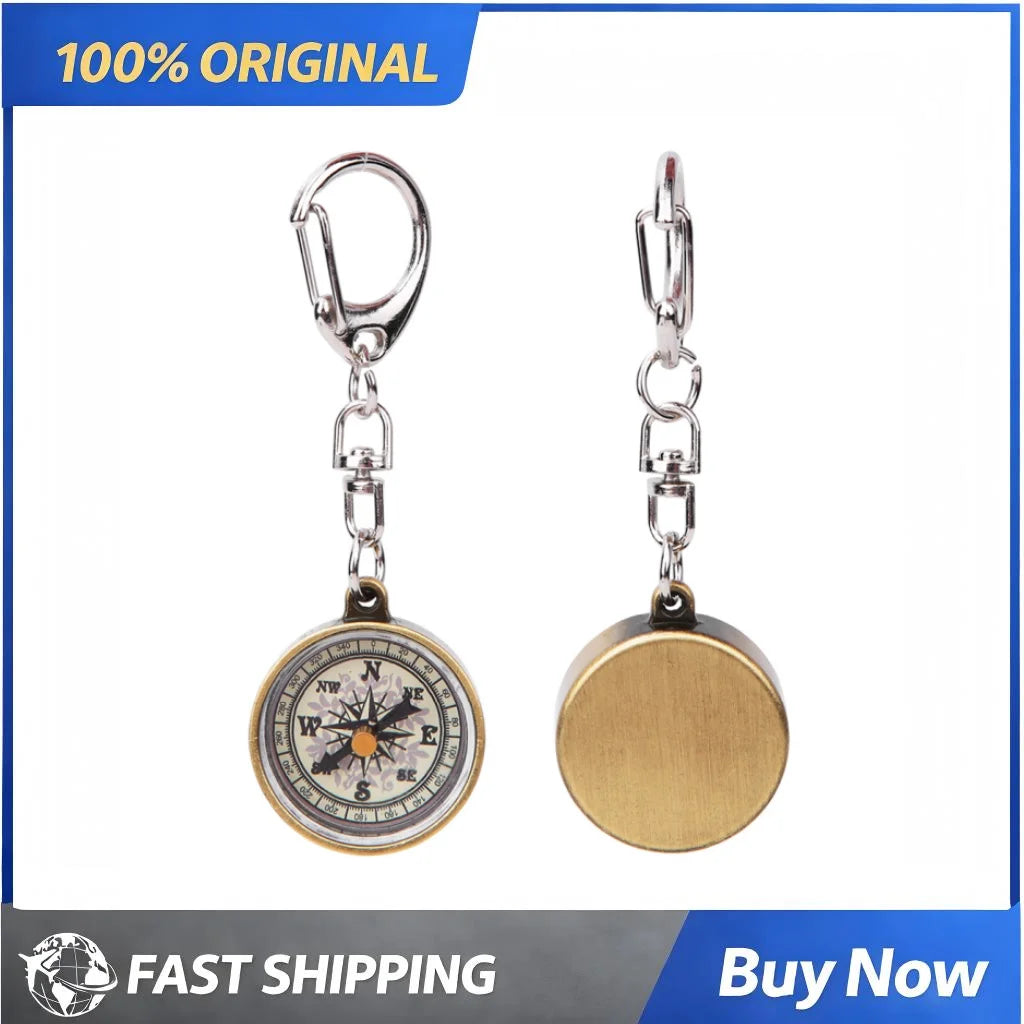 2PCS Lightweight Compass Keychain Vintage Zinc Alloy Pocket For Outdoor Camping/Travel/Direction Navigation Tool Survival Guide