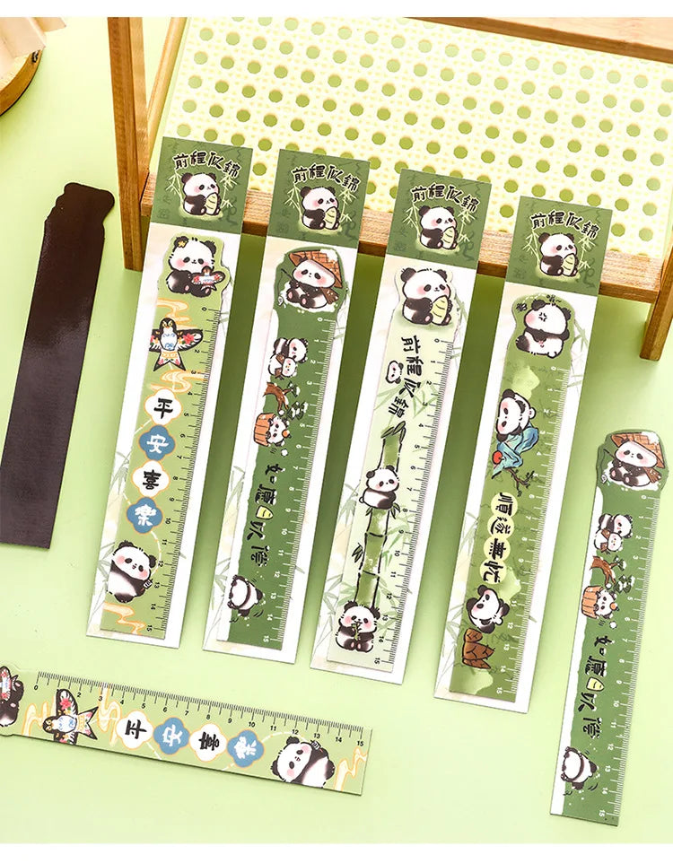 Cute Panda Magnetic Bookmark Ruler Student Creative Flexible Ruler 15cm Cartoon Rabbit Bear Capybara Magnetic Straight Ruler