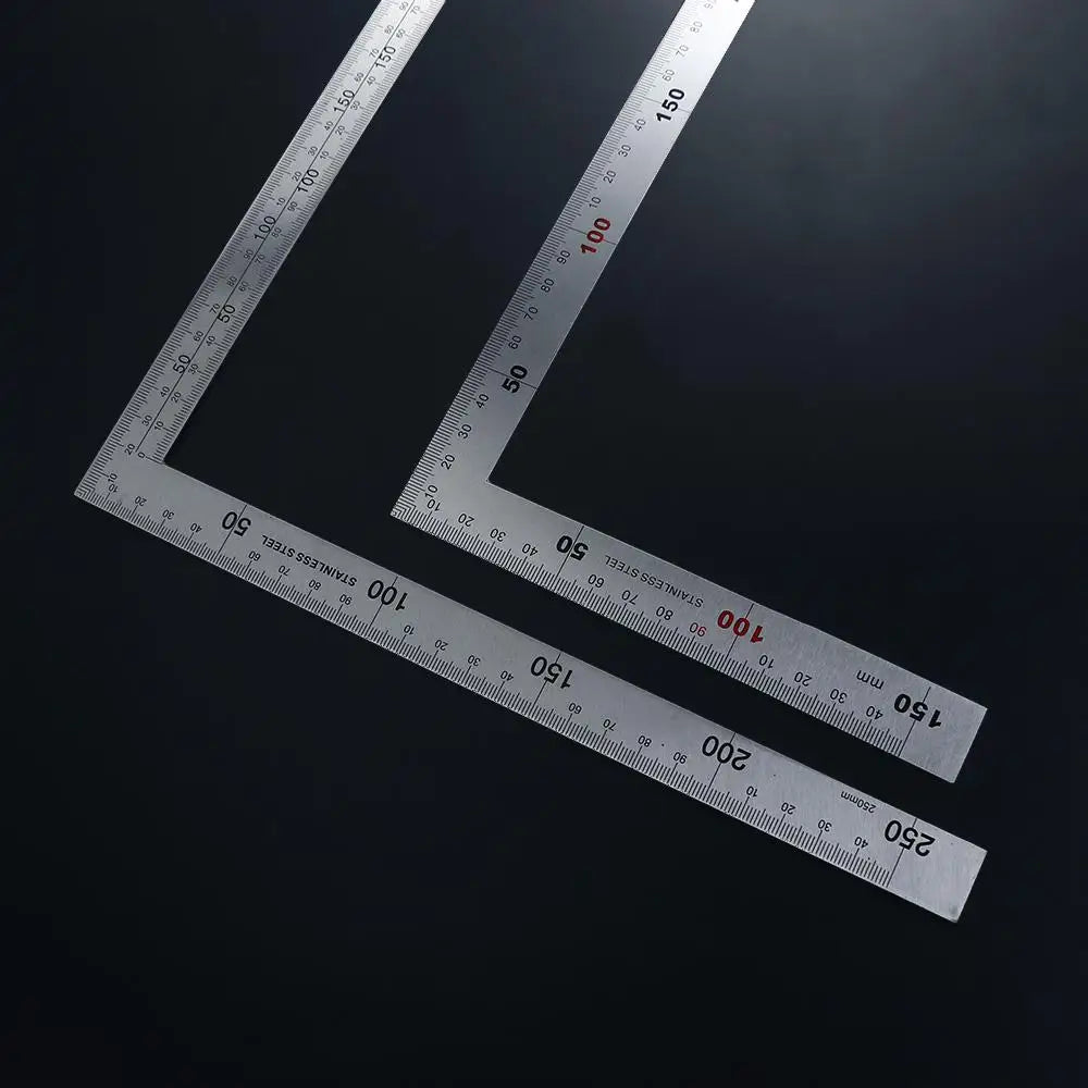 Stainless Steel L Shape Ruler Double Sided Ruler Measuring Tool Metal Straight 90 Degree Angle Ruler for Office School Supplies