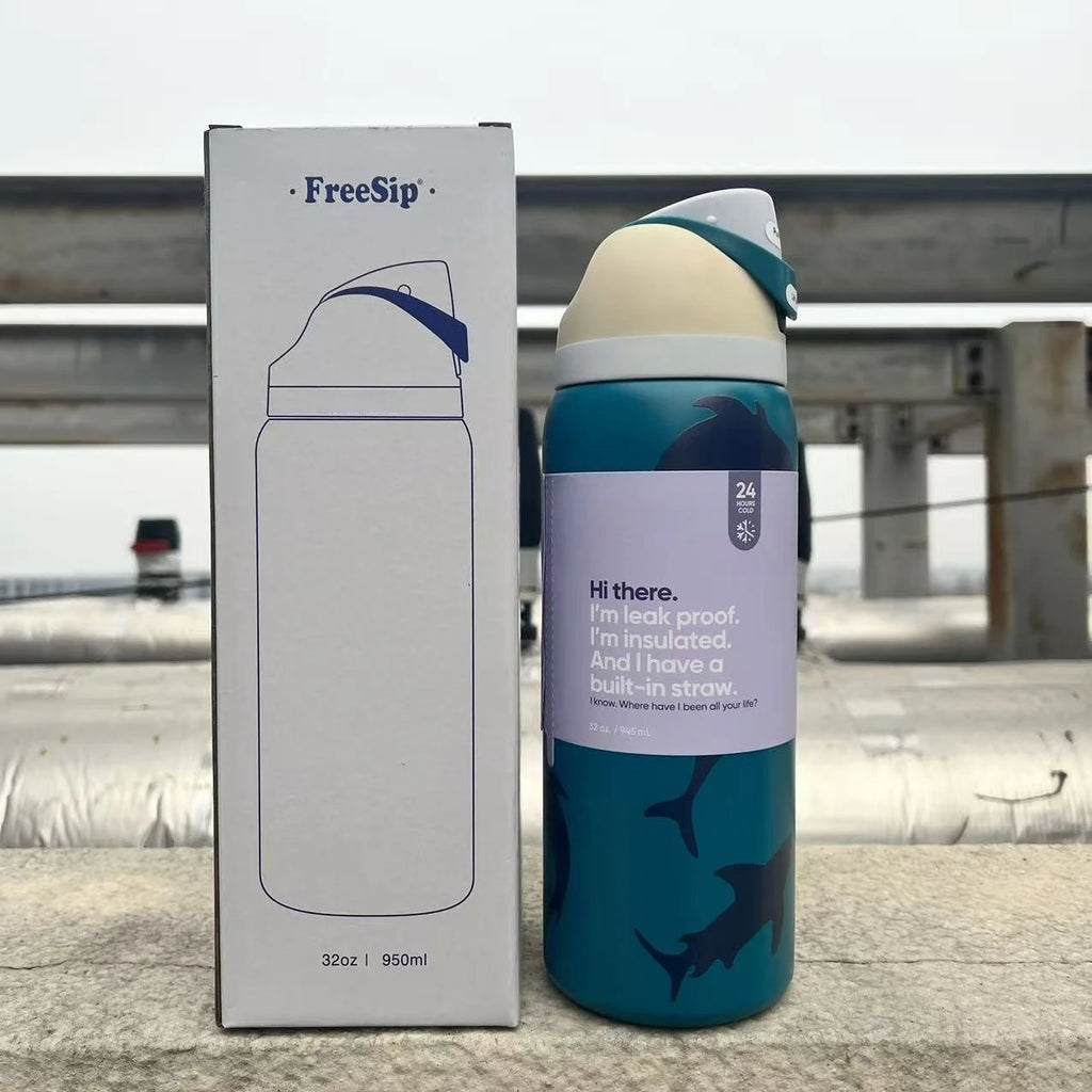 Stainless Steel Water Bottle 32oz Vacuum Insulated Water Bottle with Straw & Leak-Proof Lid Portable Handheld Vacuum Flasks