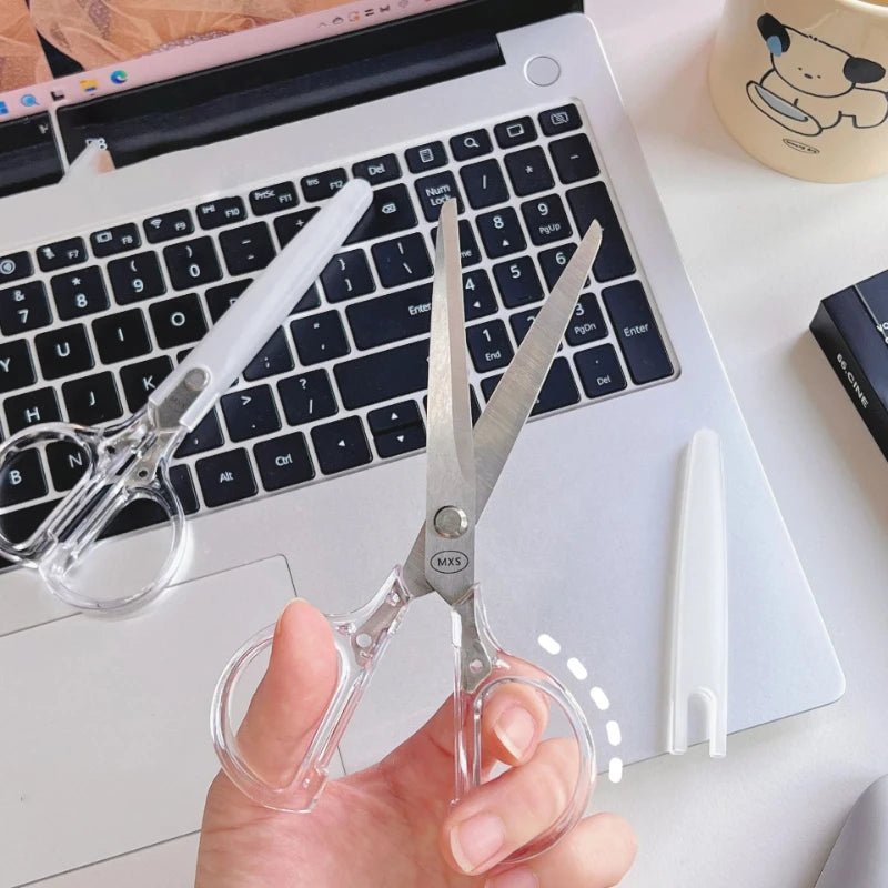 Ins Simple Office Scissors, Transparent Planner, Portable Handcrafted Scissors, Student Art Paper-cutting Knives Wholesale