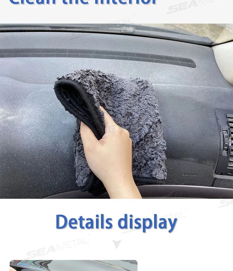 SEAMETAL Thicken Car Cleaning Towel 1200GSM Super-Absorption Microfiber Washing Towel Ultra-Soft Scratch-Free Car Drying Cloth