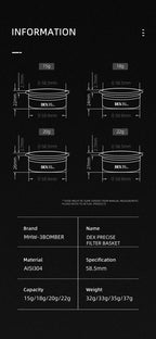 58.5mm Espresso Filter Baskets 15-20g Coffee Basket with Puck Screen Fit 58mm Espresso Portafilters Coffee Machine Accessories