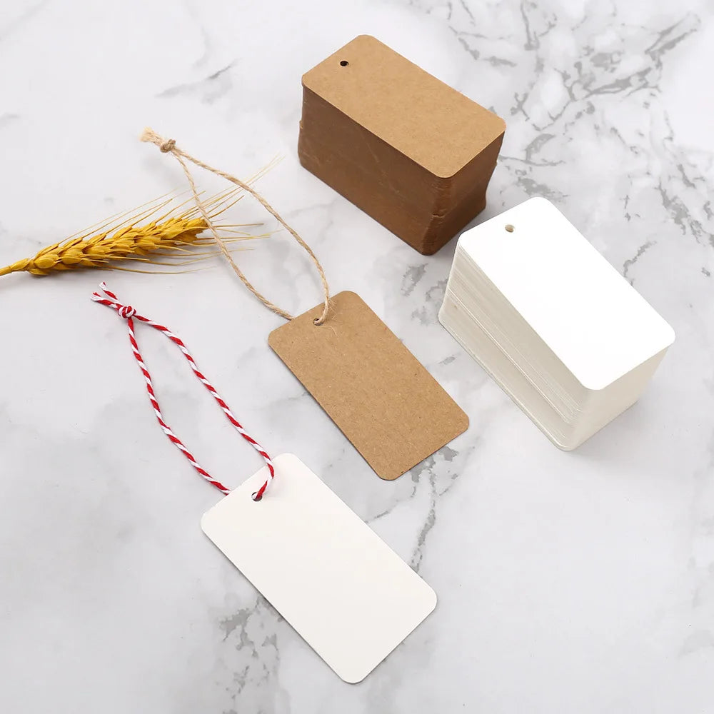 100PCS Packaging Label Brown/White DIY Thank You Clothes Gift Tag Wedding Decorating Jewelry Packaging Handmade Price Labels