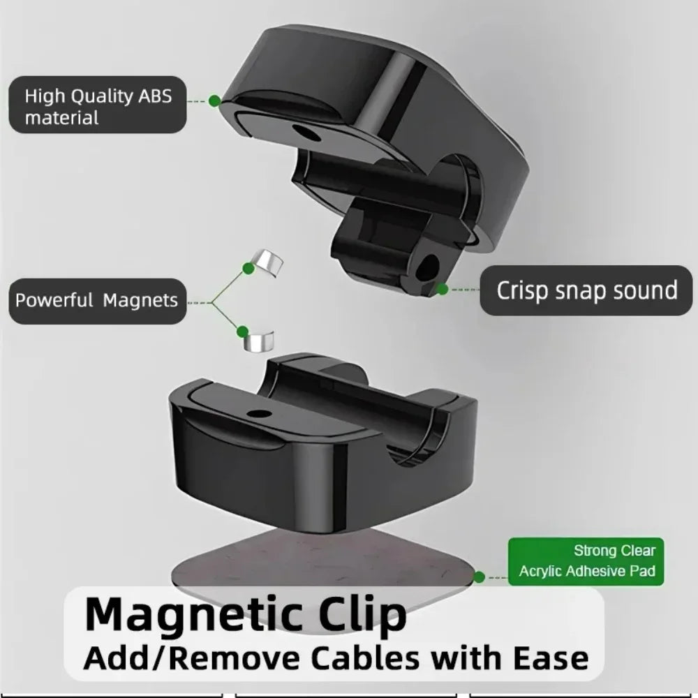 1/3/6/12PCS Magnetic Cable Clips Cable Adjustable Cord Holder Under Desk Cable Management Wire Keeper Cords Organizer Holder