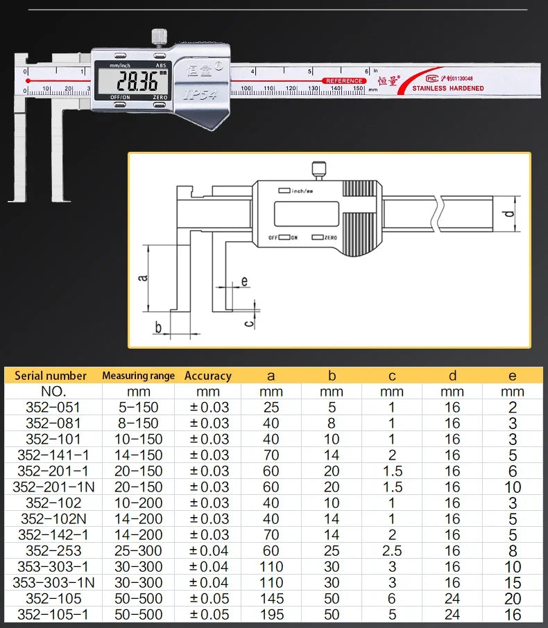 5-150mm Inner Groove Electronic Caliper Inner Diameter Outer Groove Inner Hole Measurement Tool Inner Hole Vernier Caliper