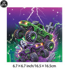 Monster Truck Party Supplies Disposable Tableware Plates Napkin Banner Tablecloth for Kids Boys 2nd Birthday Party Decorations