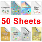 50 Sheets A4 Transparent Printable Vinyl Sticker Paper Glossy White Self-Adheisve Copy Paper for Inkjet Printer DIY Crafts Tapes