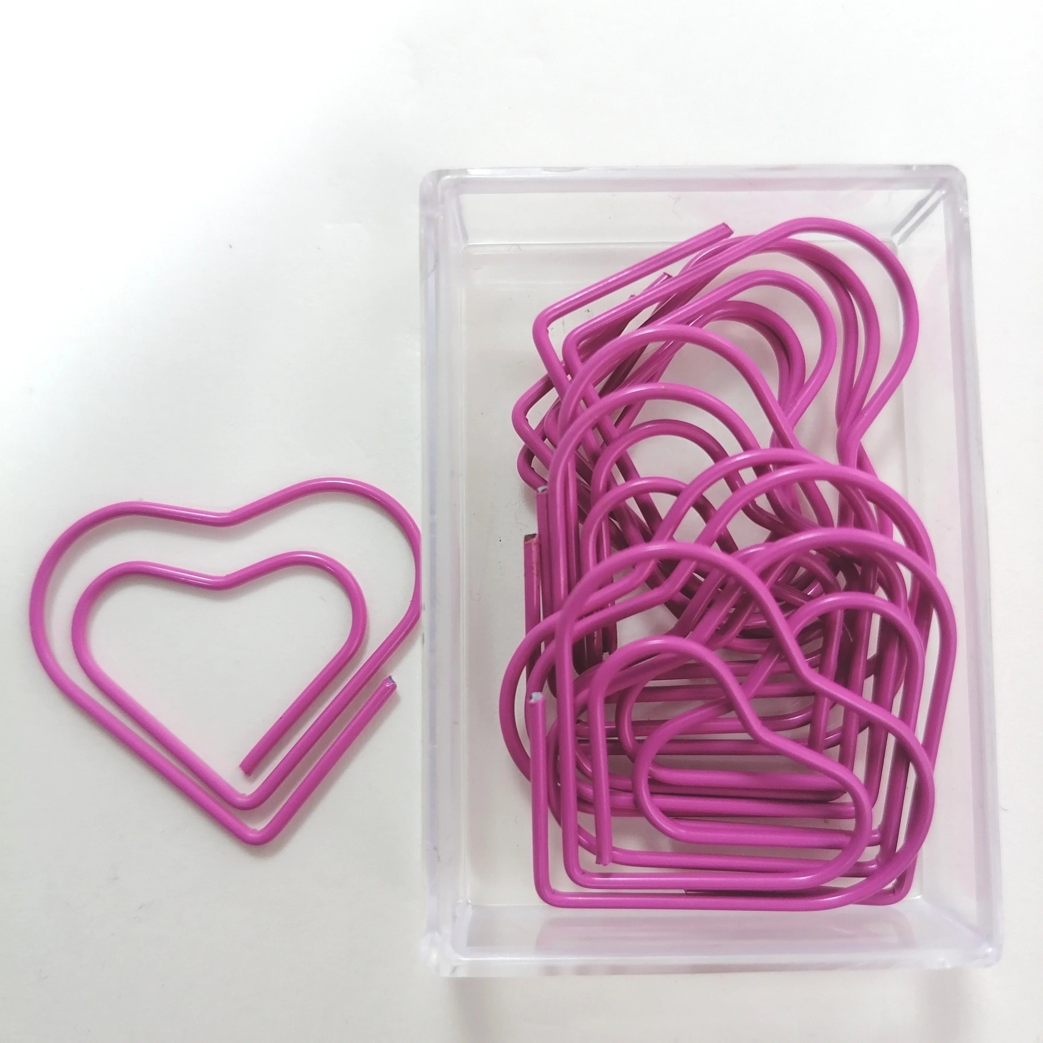 10pcs/lot Pink Series Kawaii Animal Cat Heart Shape Paper Clip Metal Bookmark Decorative Memo Clips Stationery