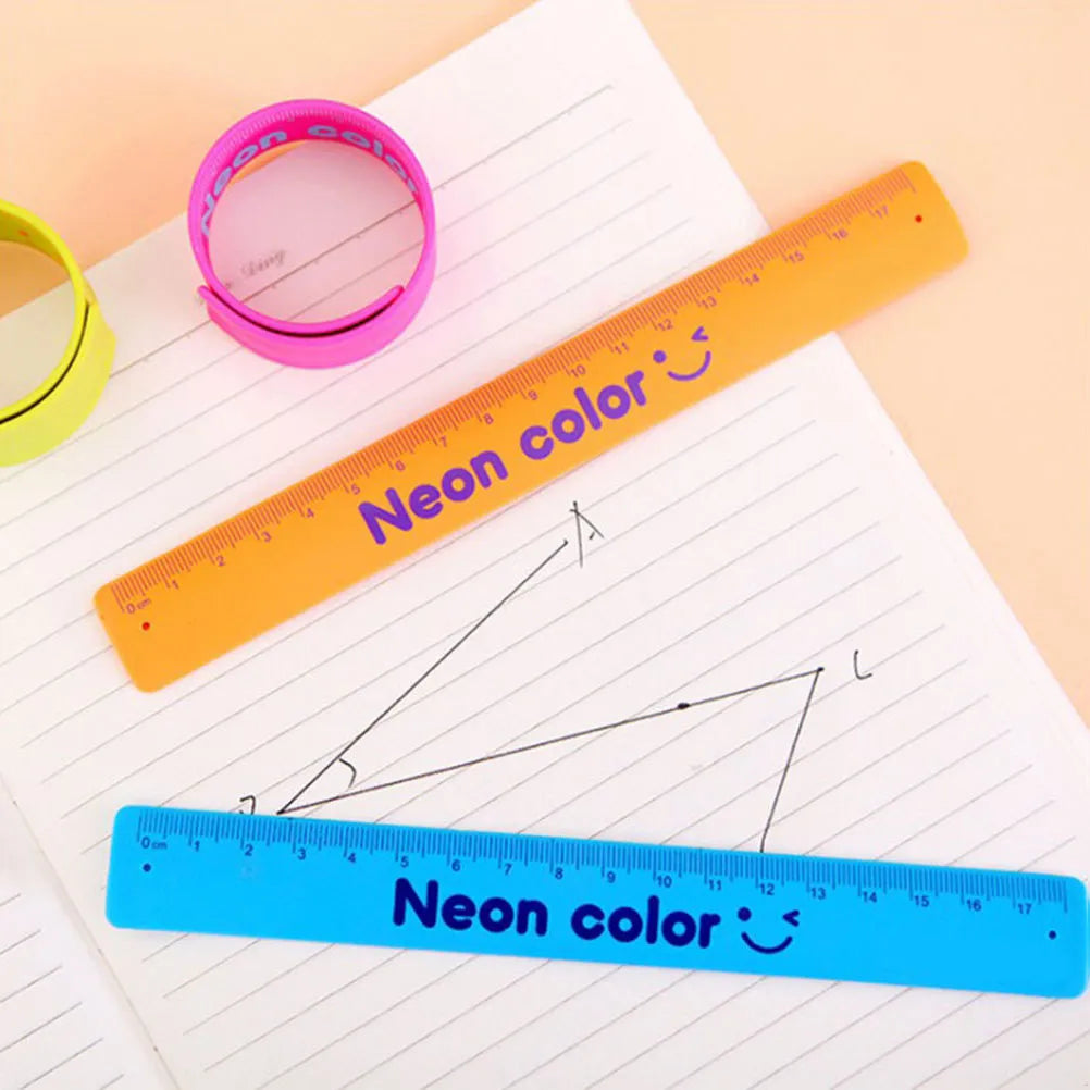 4Pcs 180Mm Flexible Silicone Ruler Bracelet Kids Measure Tool Foldable Pocket Pencil Box Wristband Learning Aid Birthday Gift