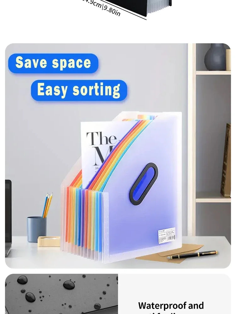 13 Grid Vertical Portable Expandable Accordion Bag Multi-Layer Paper Storage Bag Student Special Office Folder for File Stora