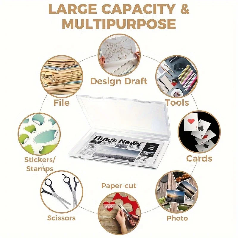 4/8 Pack A4 Plastic Storage Containers with Lids Organizing Home and Office, Gift Boxes for Presents, Document Storage for Pap
