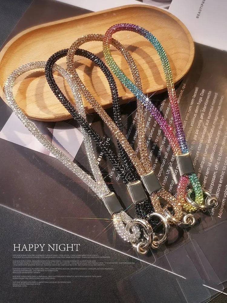 INS Glitter Phone Lanyard Phone Crystal Wrist Straps Keychain Anti-lost Rope Universal Bling Hanging Cord