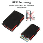 Rfid Credit Card Holder Luxury Split Leather Wallet Men Metal Slim Thin  Minimalist Wallet Bank Cardholder Case Travel Wallet