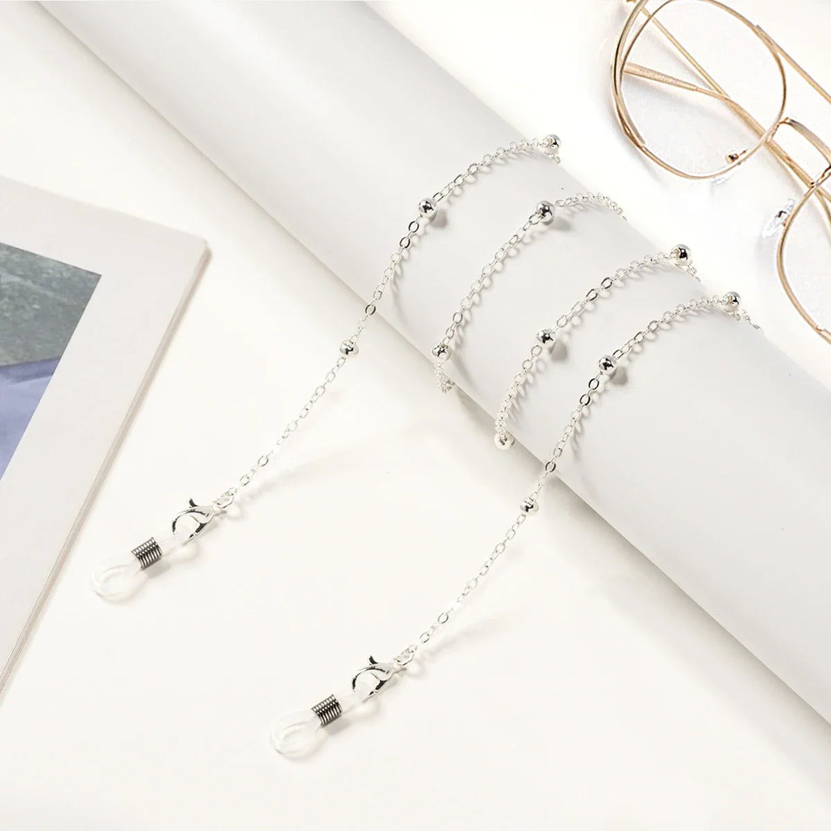 Metal Gold Round Beads Glasses Chain; Multi-Functional Fashionable Multi-Functional Collar Chain; Belt Accessory