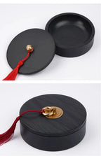 Natural Raw Stone Inkstone Chinese Brush Writing Painting Circular Inkstone Vintage She Inkstone Cartridge Calligraphy Supplies