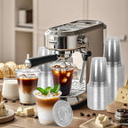 10-50 Sets 12/16 oz Plastic Cups with Lids and Straws, Disposable Cups for Iced Coffee, Smoothie, Milkshake, Cold Drinks - Clear