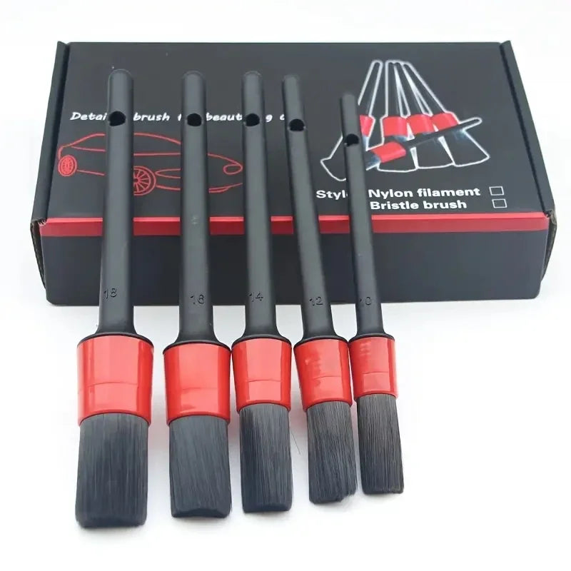 5pcs Soft Car Cleaning Brush Kit Automotive Detail Brushes For Car Interior Detailing Brush Set Wheel Rims Clean Brush Plastic