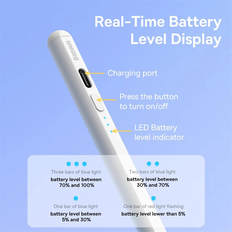 Baseus Stylus Lite with LED for Apple Pencil iPad Palm Rejection Magnetic Design Touch Pen for Tablet for iPad Pro 2018-2023