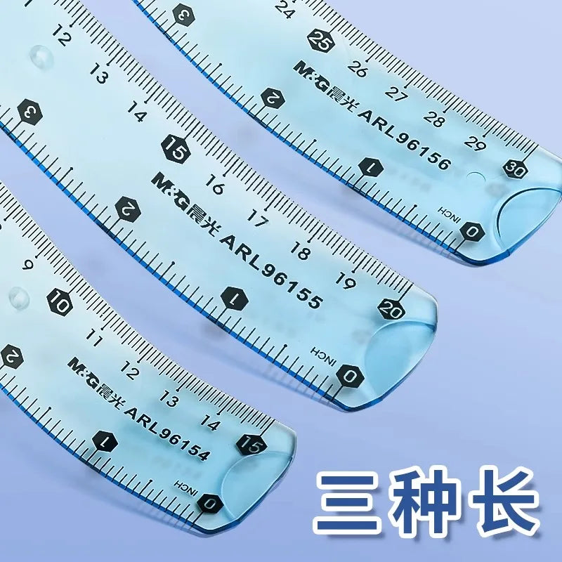 M&G 15/20/30 cm Transparent Soft Ruler for Primary School Students Folding Straight Ruler