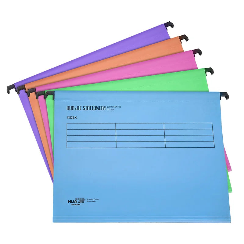 A4/FC PP Hanging File Folders with Plastic Hooks – Suspended Type Quick Labor Folder, Multi-Color, Home Office Document Storage