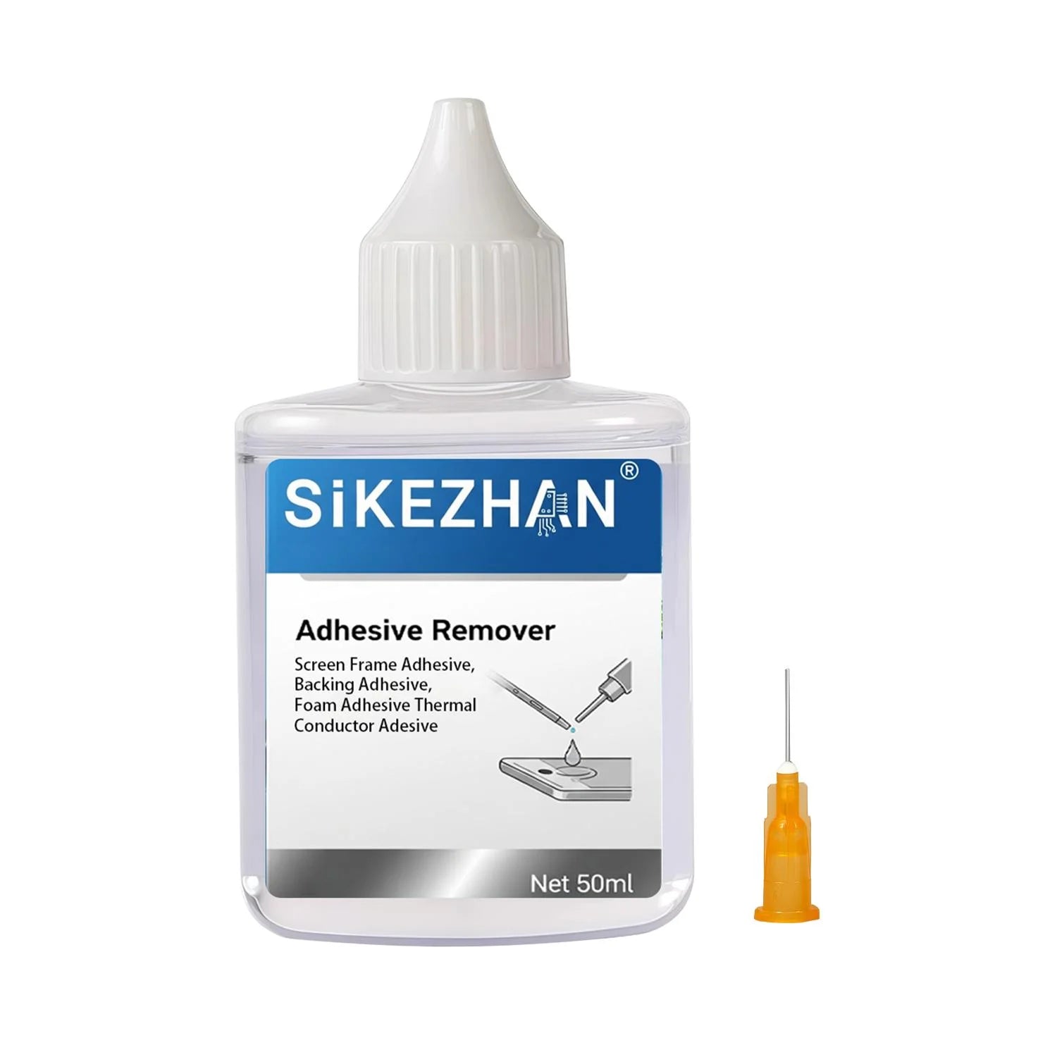 SiKEZHAN 50ml Phone Screen Adhesive Remover Liquid LCD Frame Back Cover Glue Cleaner Repair Kit Tool + Precision Injector Needle