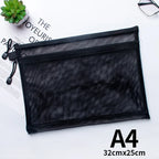 Nylon Mesh File Bag A4 A5 A6 Transparent Zipper Test Paper Information Bag Office Student Pen Bag Subject Bag Puzzle Storage Bag