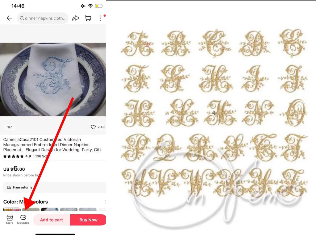 Customized Victorian Monogrammed Embroidered Dinner Napkins Placemat，Elegant Design for Wedding, Party, Gift