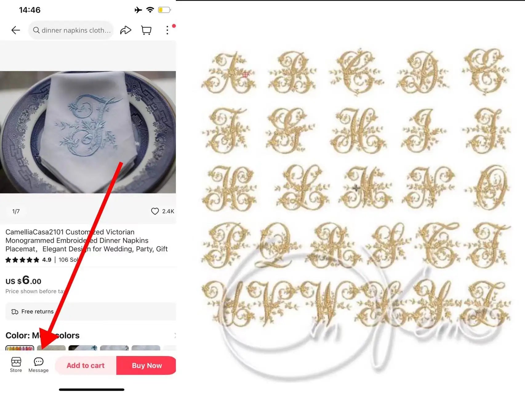 Customized Victorian Monogrammed Embroidered Dinner Napkins Placemat，Elegant Design for Wedding, Party, Gift