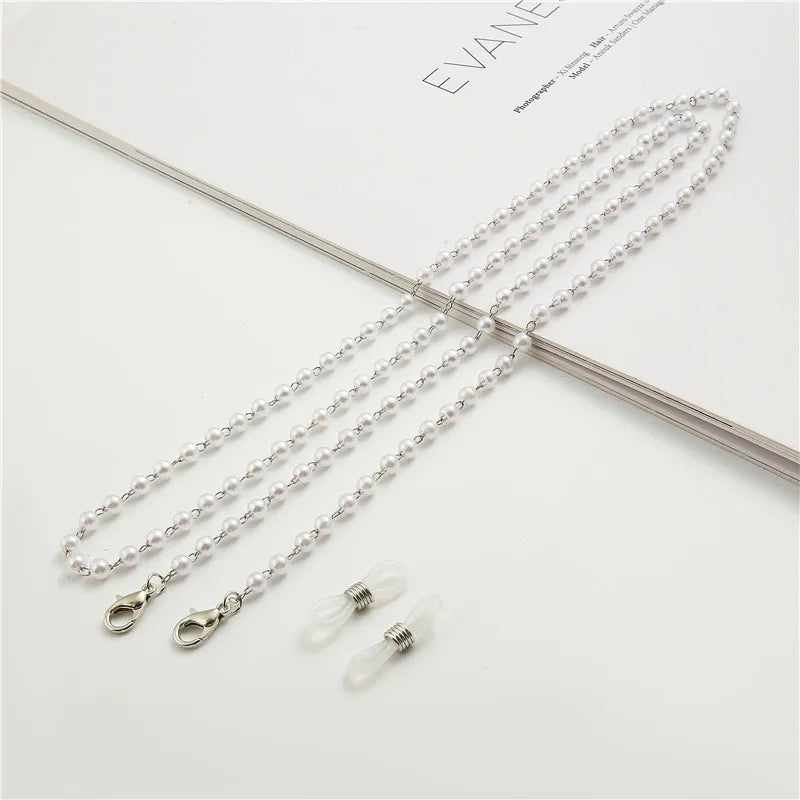 Fashion Reading Glasses Chain Pearl Flower Glasses Hanging Rope Anti-Lost Eyewear Mask Lanyard Women Sunglasses Glasses Chain