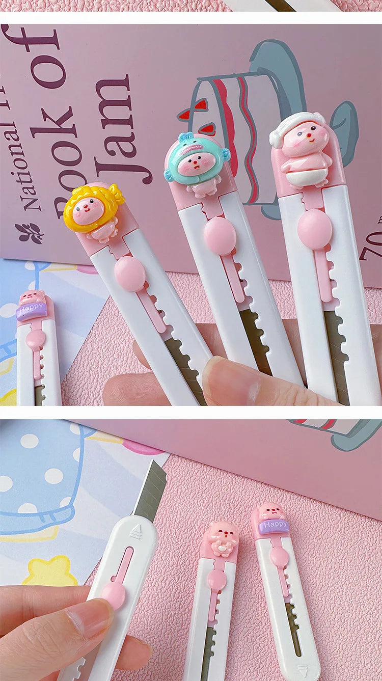 1pc Mini Portable Art Knife Students Use Envelope Opener Cute Cartoon Paper Cutter Office Stationery Express Unpacking Device