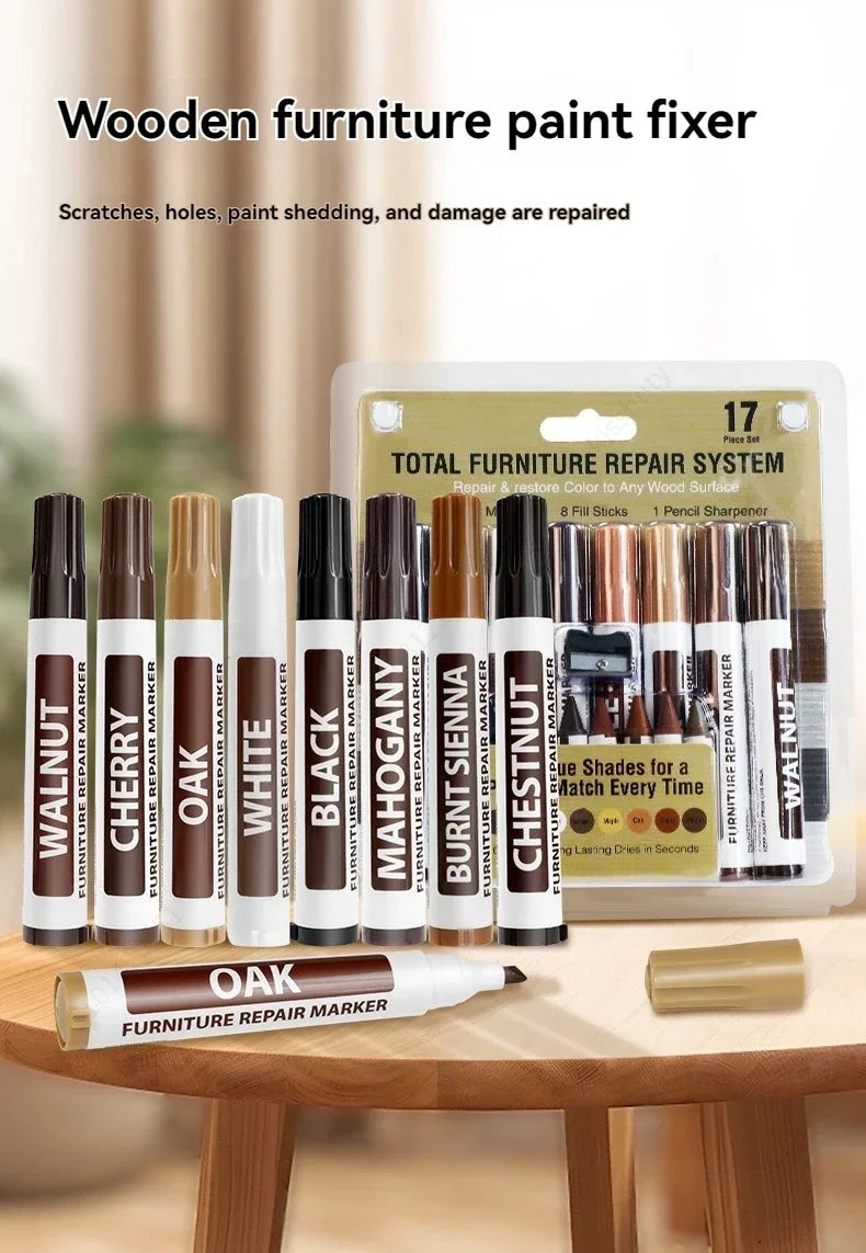13/21Pcs Furniture Repair Pen Markers Remover Wood Scratches Restore Kit Scratch Filler Paint Wooden Cabinet Floors Tables