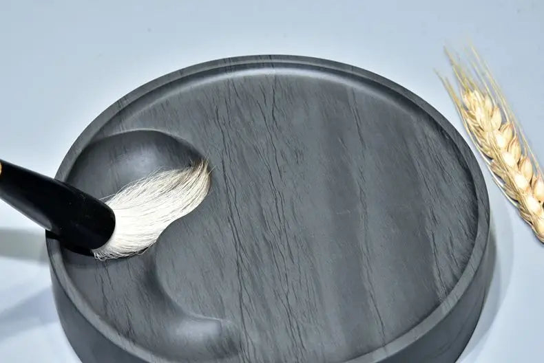 She Ink Slab With Lid Tai Chi Inkstone Water Grain Stone for Calligraphy Brush Writing Practice Painting Ink Grinding Stationery