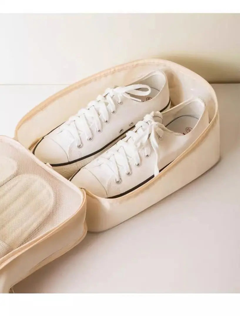 Travel Shoe Bag Storage Bag Washed Diagonal Breathable Mesh Multiple Pairs of Shoes Portable Shoe Box for Business Trips