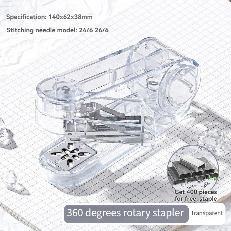 Acrylic Transparent Stapler 360-Degree Rotating Multifunctional Powerful Long Stapler for School And Office Use